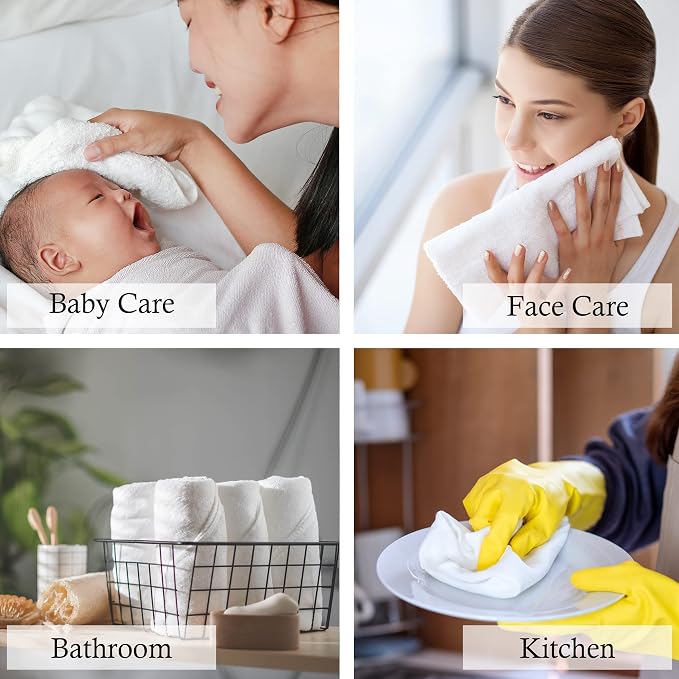 Premium White Washcloths Set - 480 Pack | 13x13 Inches - Ultra Soft, Highly Absorbent - Cotton Wash Cloths for Your Body - Machine Washable & Fingertips Towels (13 x 13, White - 480 Pcs)