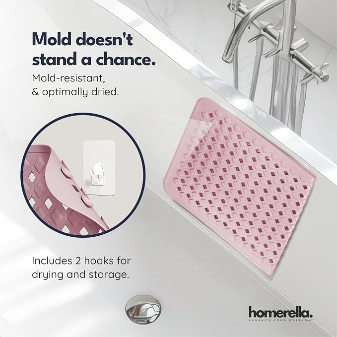 homerella Bathtub Mat Non Slip 35x16 Shower Mat Non Slip Anti Mold BPA Free | Mildew Resistant, Machine Washable, Extra Long Tub Mat, Shower Mats for Inside Shower, Bath Mat for Tub Non Slip EU Certified