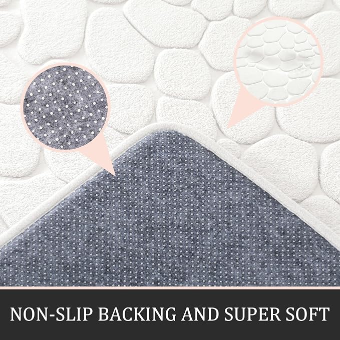 Bathroom Rugs Mat Set, Memory Foam Bath Mat 5 Piece White | Non Slip, Water Absorbent, Washable, Bath Mat For Bathroom, Sink and Toilet