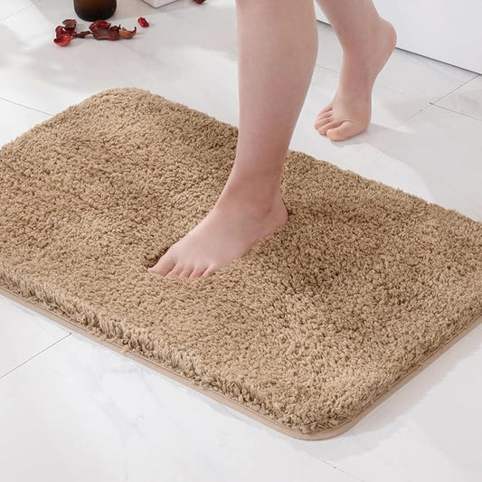 MIULEE Light Brown Bathroom Rugs Soft Small Microfiber Bath Mat 16x24 Inch | Absorbent, Non Slip, Quick Dry, Fluffy Bath Rugs for Bathroom Floor Tub Showers, Machine Washable