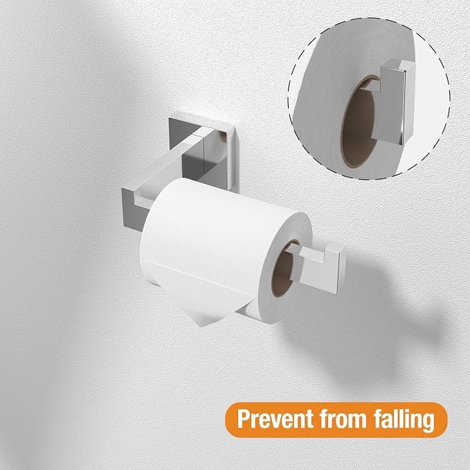 HITSLAM Chrome Fit Jumbo Rolls Toilet Paper Holder Wall Mount Polished Square Silver 304 Stainless Steel Toilet Paper Roll Holder for Bathroom Rustproof