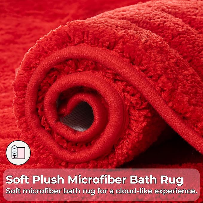 GRANNY SAYS Red Bathroom Rug 16" x 24", Non-Slip Microfiber Bath Mat | Ultra-soft, with durable TPR backing for reliable grip, fast water absorption, machine washable for small bathroom spaces