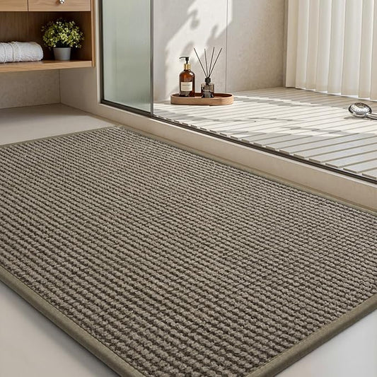 MontVoo Ultra Thin Non Slip Bath Mats for Bathroom Quick Dry, Rubber Backing Washable Bathroom Rugs, Absorbent Bath Rugs for Floor,24"x35",Brown