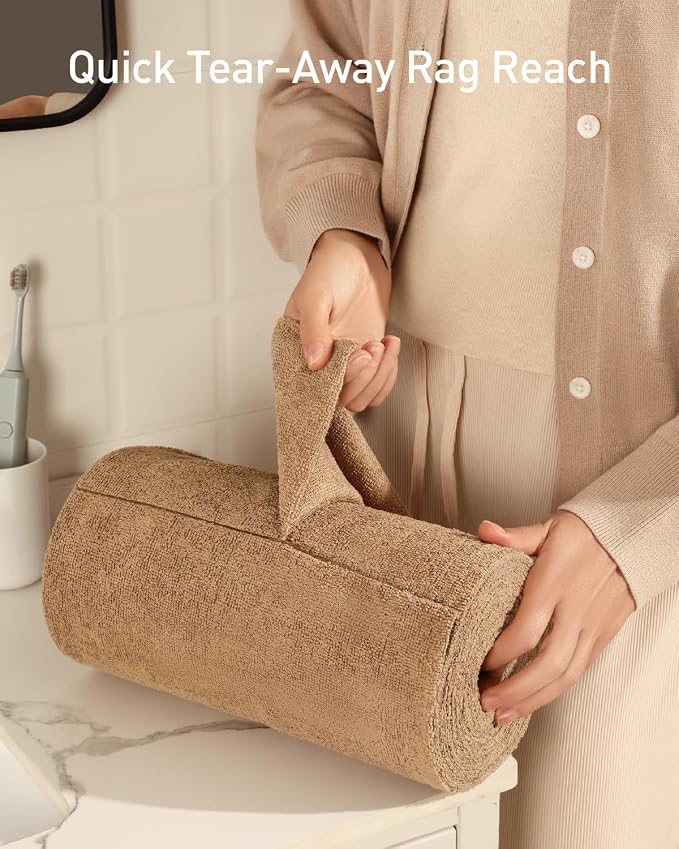 Fantasticlean Microfiber Cleaning Cloth Roll- 75 Sheets, 12" x 12" (TAN) | Super Absorbent, Lint-free, Tear-away Microfiber Towel Roll, for All-Purpose Cleaning