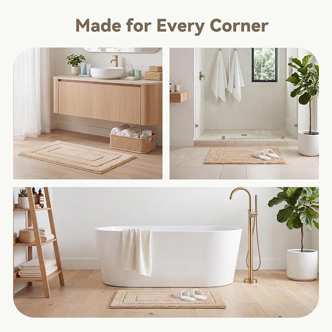 GRANNY SAYS Bathroom Rugs Non Slip, 16" x 24", Bath Rugs for Bathroom Washable, Bath Mats for Bath Floor, Microfiber Bath Mat for Tub, Absorbent Bath Rugs for Bath, Khaki | Ultra-soft, with durable TPR backing for reliable grip, fast water absorption, ...