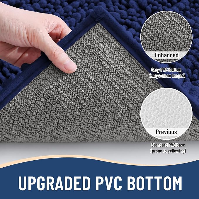 Arotive Toilet Rugs U-Shaped 20x20, Soft Absorbent Chenille Shaggy Bath Mat | Navy, Machine Wash Dry, Bath Rugs for Bathroom Floor, Tub and Shower, Home Decor Accessories