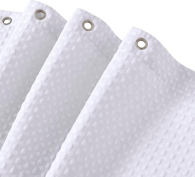 Madison Park Arbor Waffle Long Shower Curtain for Bathroom, 72 x 78, White | Adds Privacy, Machine Washable, Farmhouse, OEKO-TEX Certified Bathroom Curtain, 3M Scotchgard Moisture Management