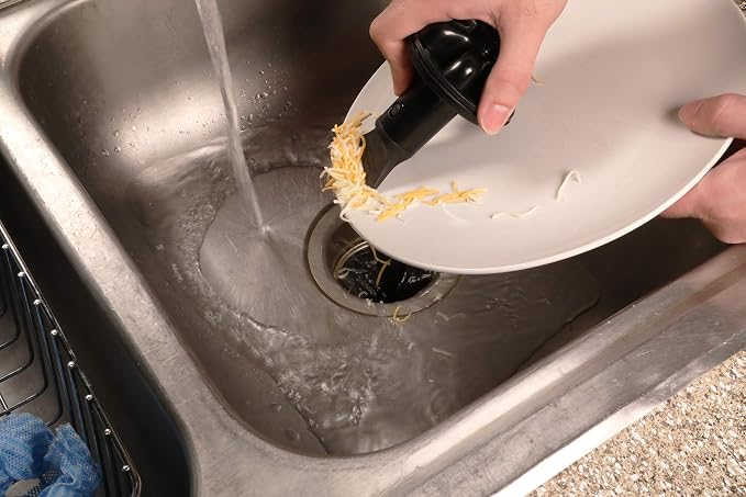 Danco 10838A Disposal Genie II Garbage Disposal Strainer and Stopper, Kitchen Sink Garbage Disposer Splash Guard with Food Scraper, Green, 1-Pack