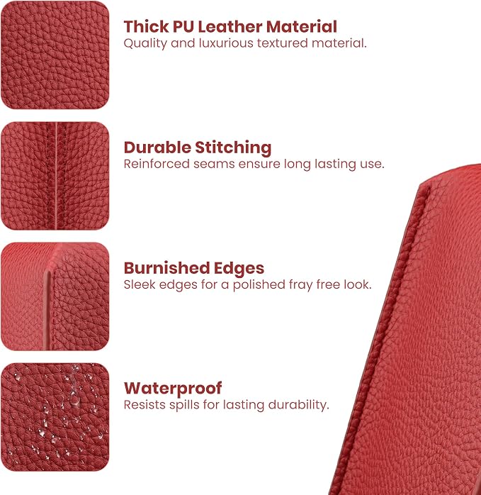 Premium PU Leather Tissue Box Holder - Elegant Hotel-Style Tissue Box Cover for Home, Office & Car Décor, Tissues Cube Organizer for a Natural & Classic Look (Crimson-Red)