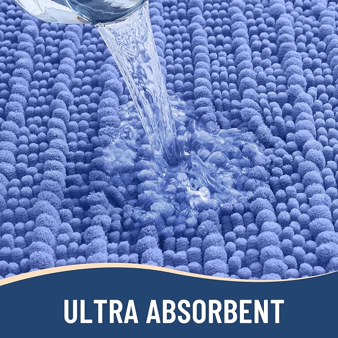 Arotive Bathroom Rugs Mat 24x16, Soft Absorbent Chenille Shaggy Bath Mat | Cornflower Blue, Machine Wash Dry, Bath Rugs for Bathroom Floor, Tub and Shower, Home Decor Accessories