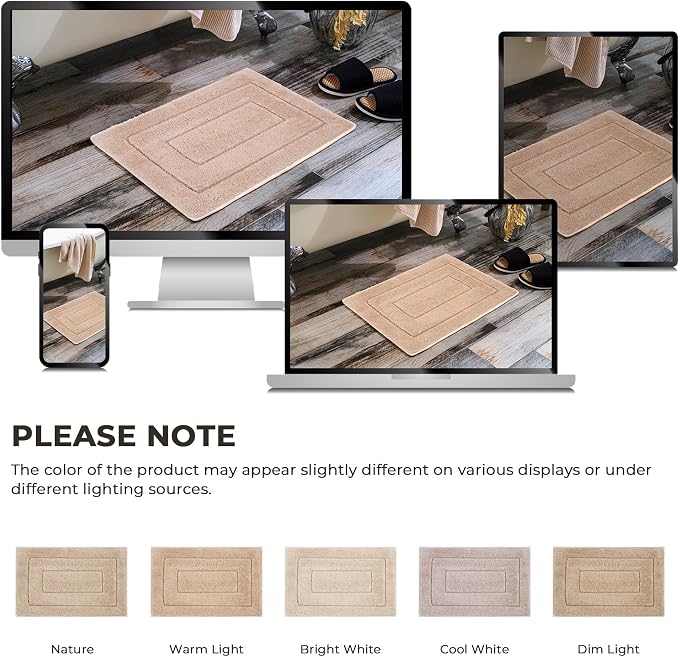 GRANNY SAYS Khaki Bathroom Runner Rug 24" x 48", Soft Microfiber Bath Mat | Non-Slip long rug with TPR Backing, Absorbent, Machine Washable Extra Large Bath Rugs for Double Vanity, Shower, Tub