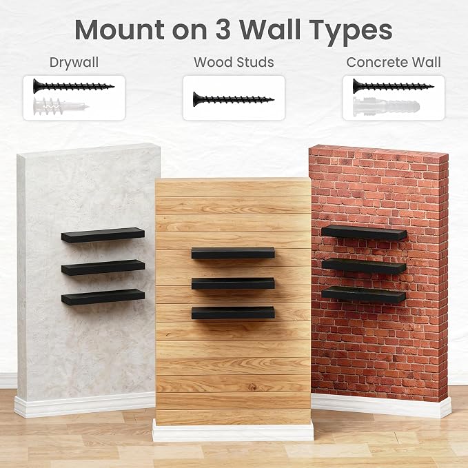36 in Floating Shelves for Wall Decor Color Black,Pack 2 | Modern floating shelves for living room,bedroom,kitchen and bath.Organize & display books,photos and decor.easy mount,sturdy.