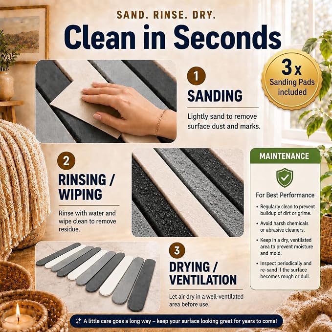 Foldable Stone Bath Mat for Bathroom - Quick Drying | Foldable earth bath mat, stone shower mat and kitchen drying mat. Dries in seconds, non slip, folds flat.