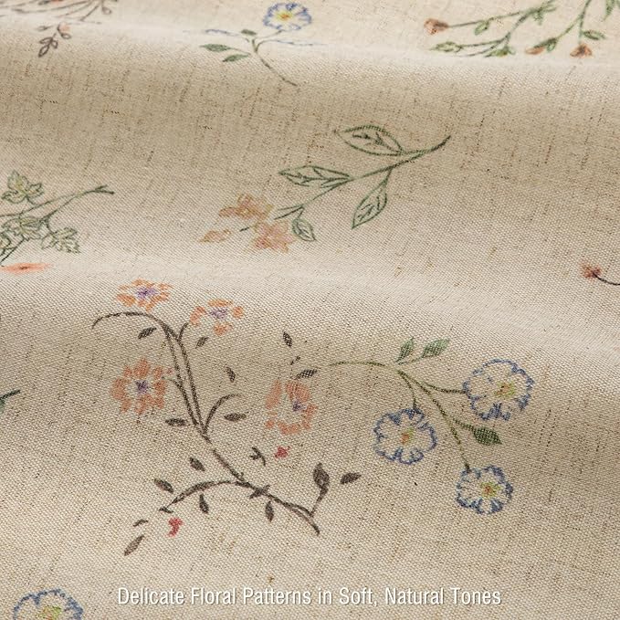 Floral Farmhouse Vintage Linen Shower Curtain, French Country Spring Shower Curtains for Bathroom, 72Wx72H