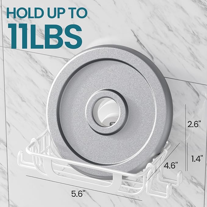 TAILI Soap Holder, Soap Dish Suction Cup with Hooks, Stainless Steel, White | Soap Dish for Shower, Bathroom Bar soap holder Shower Wall, Stainless Steel Sponge Holder for Tub Kitchen