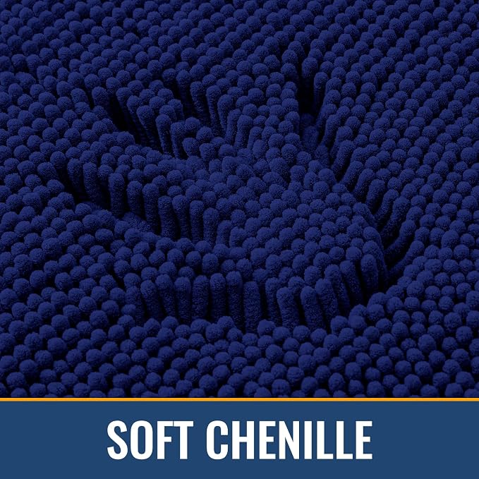Arotive Bathroom Rugs 70x24, Soft Absorbent Shaggy Chenille Bath Rugs | Navy, Machine Washable Rubber Backing Bath Mats for Bathroom Floor Tub and Shower Home Decor Accessories