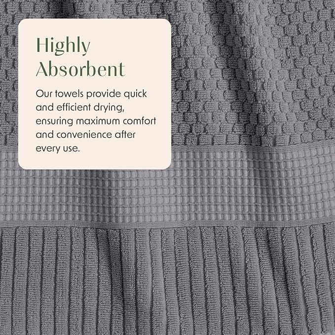 100% Cotton 6 Piece Bath Towel Set | Grey Towels | Oeko‑TEX Standard 100 | Soft & Absorbent, Quick‑Dry | Trinity Collection - Charcoal