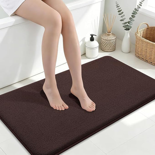 Smiry Memory Foam Bath Mat 40x24, Extra Soft Absorbent Bathroom Rugs | Brown Quick Dry, Machine Washable Bath Mats for Bathroom, Shower, Tub and Home Decor Accessories