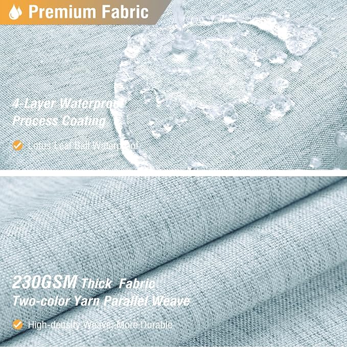 60x72 Linen Textured Waterproof Fabric Shower Curtain Set, Fog Blue | Narrow Size, 230GSM Polyester, Heavy Duty Cloth, Weighted Hem, 10 Plastic Hooks, Modern Luxury Hotel Style, Machine Washable