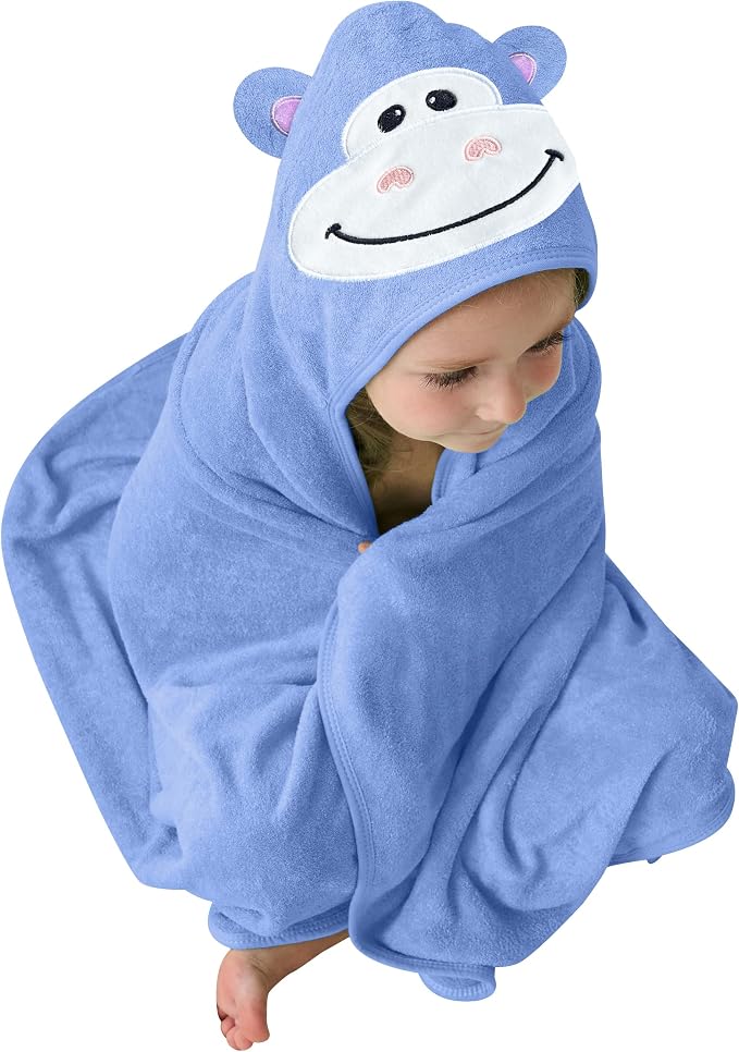 HIPHOP PANDA Ultra Soft Hooded Baby Towel - 2-Layer Thick 500GSM Absorbent | Rayon Made from Bamboo, Hooded Bath Towel for Newborn, Infant, Toddler, Baby Registry - Gorilla, 30x30 In