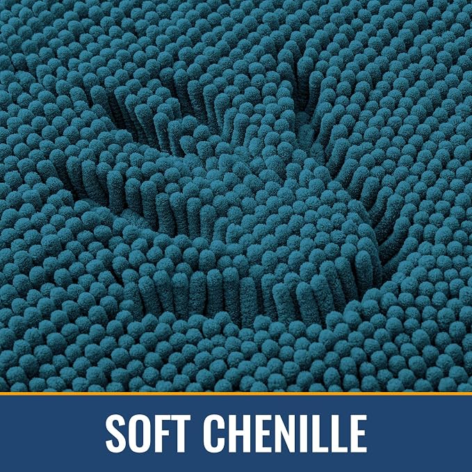 Arotive Bathroom Rugs 24x16, Soft Absorbent Shaggy Chenille Bath Rugs | Peacock Blue, Machine Washable Rubber Backing Bath Mats for Bathroom Floor Tub and Shower Home Decor Accessories