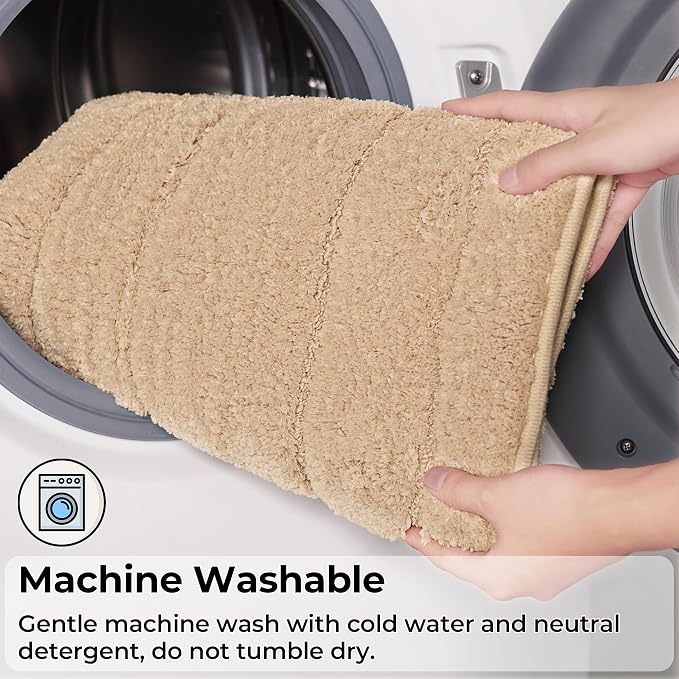 GRANNY SAYS Khaki Bathroom Rug 24" x 43", Non-Slip Microfiber Bath Mat | Ultra-soft, durable TPR backing for reliable grip, fast water absorption, machine washable for Vanity, Shower, Tub