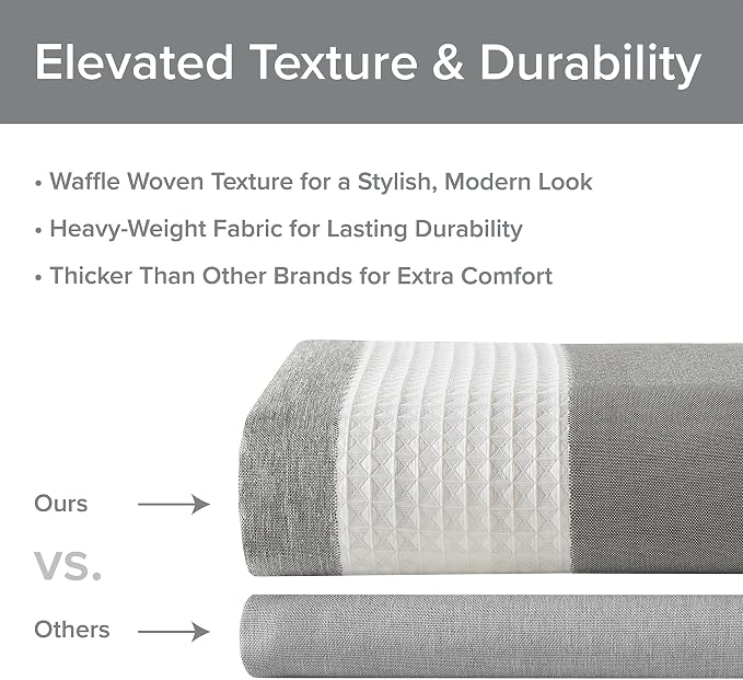 Madison Park Standard Shower Curtain for Bathroom, Grey Ombre, 72" x 72" | Ariana Ombre Cozy, Spa Quality Modern Waffle Weave Contemporary, 3M Scotchgard Treatment, Machine Washable