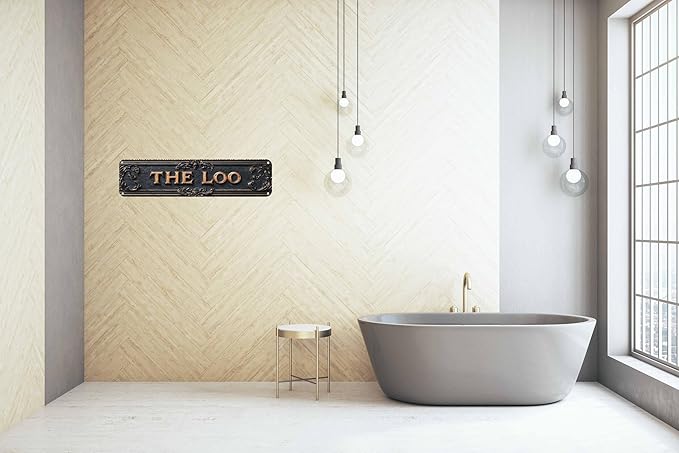 Vintage Tin The Loo Sign Retro Metal Sign for bathroom Decoration - bathroom Funny Wall Art Plaque 4x16 Inch