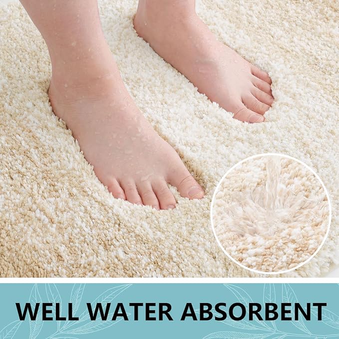 Arotive Microfiber Bathroom Rugs, Shaggy Soft Absorbent Bath Rug, 59x24 | Camel, Rubber Backing Thick Plush Machine Washable Dry Bath Mats for Bathroom, Tub and Shower, Rectangular