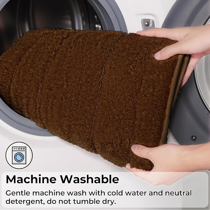 GRANNY SAYS Brown Bathroom Rugs Set 2 Piece, Non Slip Microfiber Bath Mats | Soft microfiber with TPR backing, fast water absorption, machine washable 2 piece bath rug set for Tub, Shower, Toilet