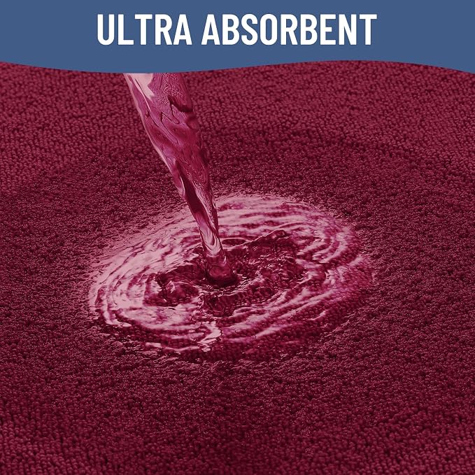Smiry Memory Foam Bath Mat 47x24, Extra Soft Absorbent Bathroom Rugs | Burgundy Quick Dry, Machine Washable Bath Mats for Bathroom, Shower, Tub and Home Decor Accessories