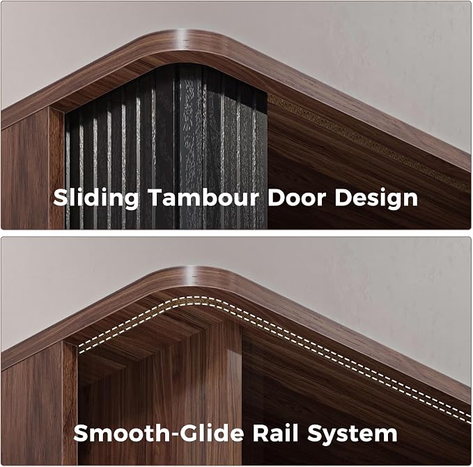 FIMELLO 29.5" W Bathroom Wall Cabinet, Laundry Room Cabinets Wall Mounted with Sliding Tambour Door, Kitchen Wall Cabinet, Floating Cabinet for Wall, Upper Cabinets, Black Walnut