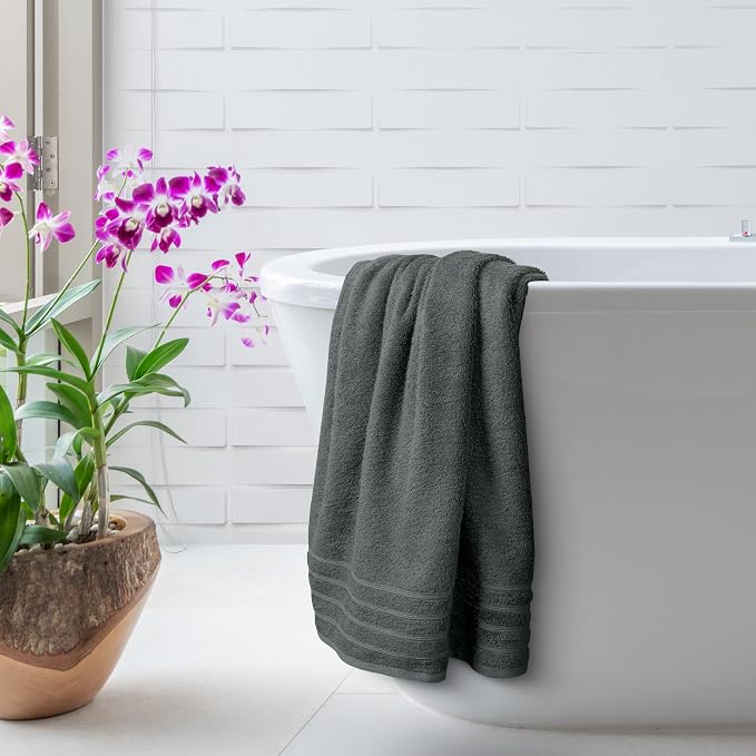 Avalon Towels Bath Towels Set of 4, Size 30 x 60 Inches - 60% Cotton, 40% Viscose Made from Bamboo, Soft and Absorbent, Thin and Quick Drying, Lightweight, Perfect for Daily Use