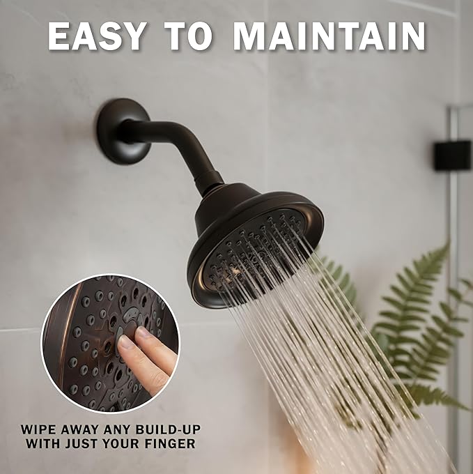 Massage Shower Head With Mist - 2.5 GPM - Oil-Rubbed Bronze | High Pressure Boosting, 6 Function Adjustable Massaging Rainfall Showerhead For Low Flow Baths With Water Saving Nozzles