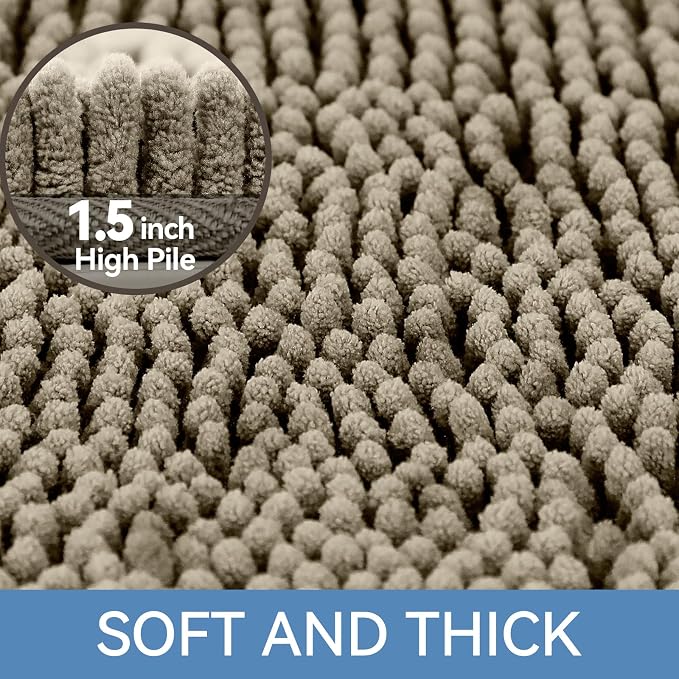 Bcoimo Bath Rug Mat,70x24 High Absorbent Latte Long Bathroom Runner Rugs | No Slip with Rubber Back Chenille Bathroom Mats For Floor,Tub,Shower; Extra Soft, Quick Dry Microfiber mats; Machine Washable