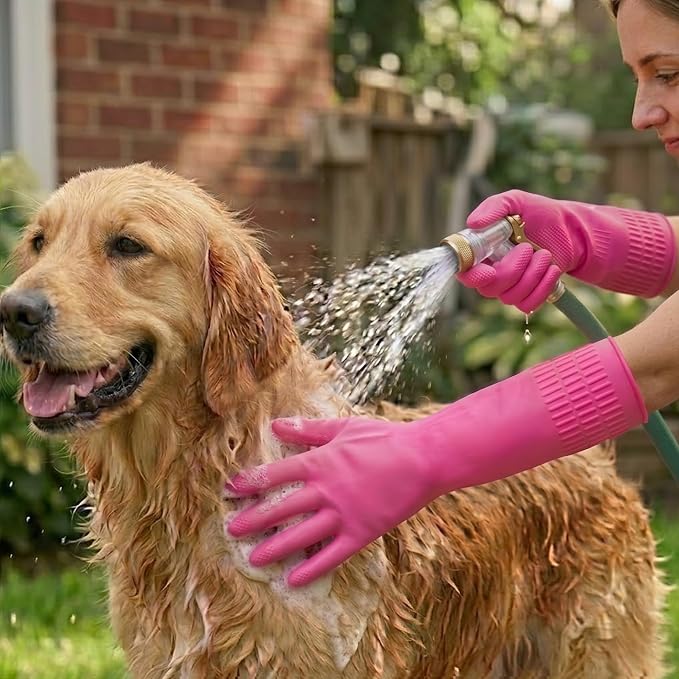 Rubber Dishwashing Gloves, Reusable Cleaning Dish Gloves for Kitchen, Long Cuff for Washing Dishes