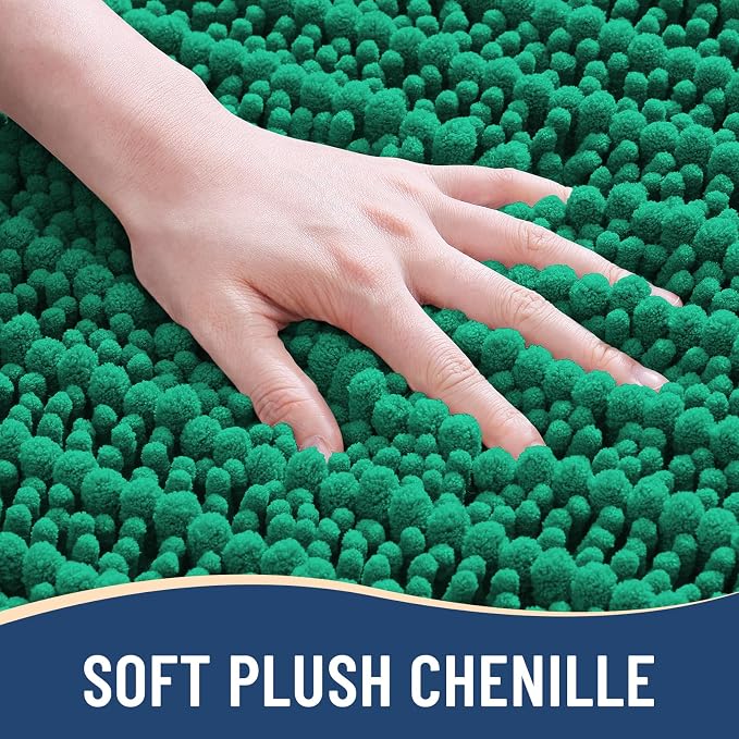 Arotive Bathroom Rugs Mat 30x20, Soft Absorbent Chenille Shaggy Bath Mat | Emerald, Machine Wash Dry, Bath Rugs for Bathroom Floor, Tub and Shower, Home Decor Accessories
