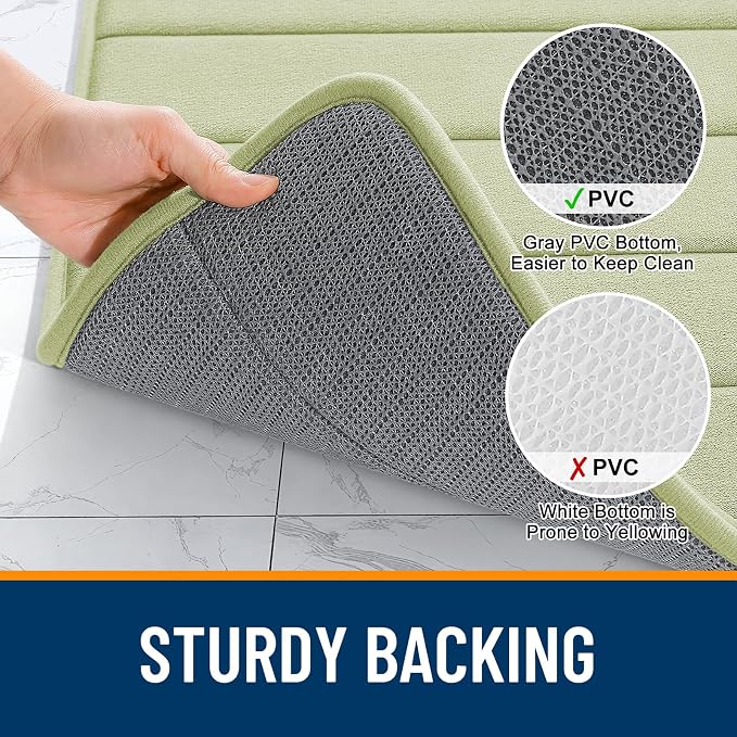 OLANLY Memory Foam Large Bath Mat 40x24, Super Soft Absorbent Bathroom Rugs | Vanilla, Quick Dry Bath Rug, Machine Washable Shower Floor Mats, Bathmat Carpet for Bathroom Floor, Tub and Shower