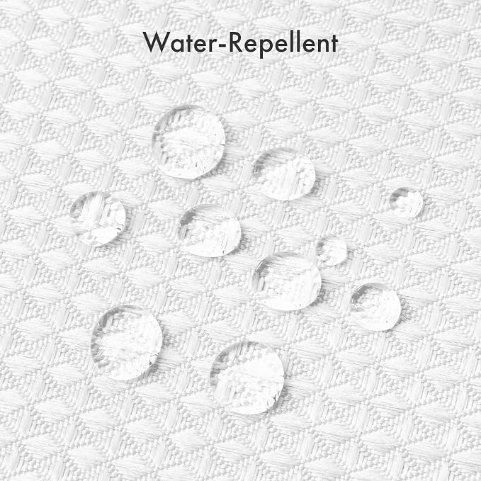 AmazerBath Extra Long Shower Curtain 90 Inches Long, White Shower Curtain Extra Tall 72x90 Inches, Fabric Shower Curtains for Bathroom, Heavy Duty 240G Waffle Textured, Rustproof Metal Grommets