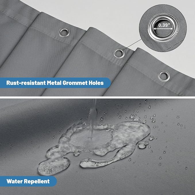 1 Pack Water-Repellent Fabric Shower Curtain Liner, 72x84 Grey | 100% polyester, 3 Magnets, Rustproof Grommets & Weighted Hem, quick-dry, machine washable, hotel quality for bathroom