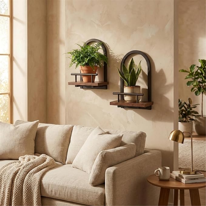 Amaoot Floating Shelves Set for 3, Wall Plant Holder Shelf, Wall Planters | Wall Planters for Indoor Plants, Hanging Shelves Wall Shelf Plant Holder for Living Room Decor, Bathroom, Bedroom, Kitchen