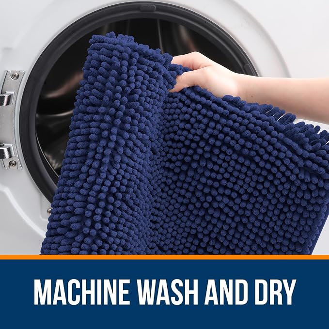OLANLY Bathroom Runner Rugs 40x24, Extra Soft Absorbent Chenille Bath Rugs | Twilight Sapphire, Quick-Drying Rubber Backing, Machine Washable Long Bath Mat for Bathroom Floor, Tub and Shower, Home Decor
