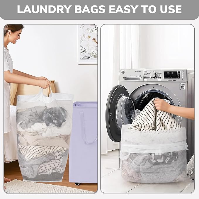 Goodpcik 2-Pack Rolling Laundry Hamper with Wheels, Hamper for Dorm, 75L | Laundry Hamper with Wheels & Handles for Dirty Clothes, Rolling Laundry Basket, Dorm Room Essentials, Light Purple