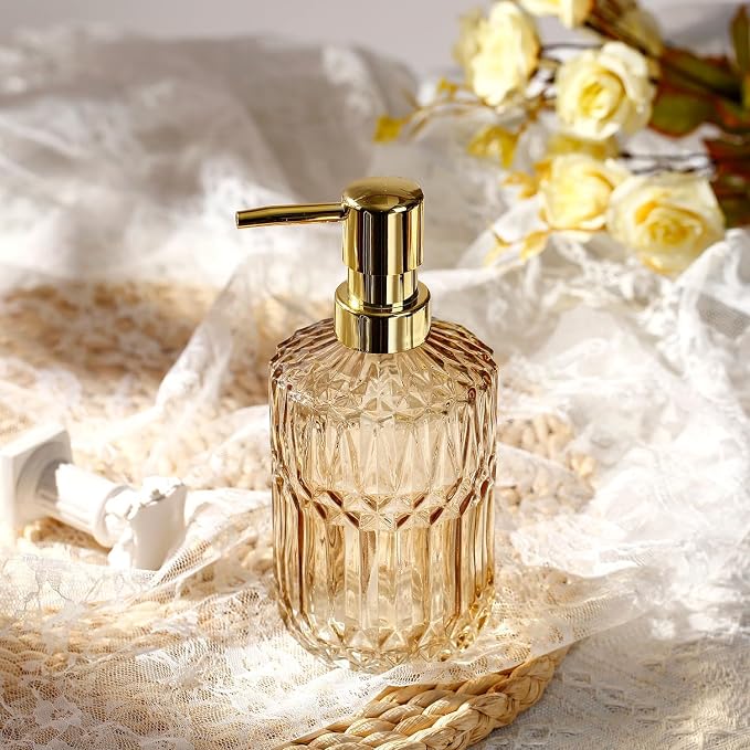 YunNasi Soap Dispenser with Pump Refillable | Liquid Hand Soap Dish Soap Dispensers for Bathroom Counter, Kitchen Sink, Amber
