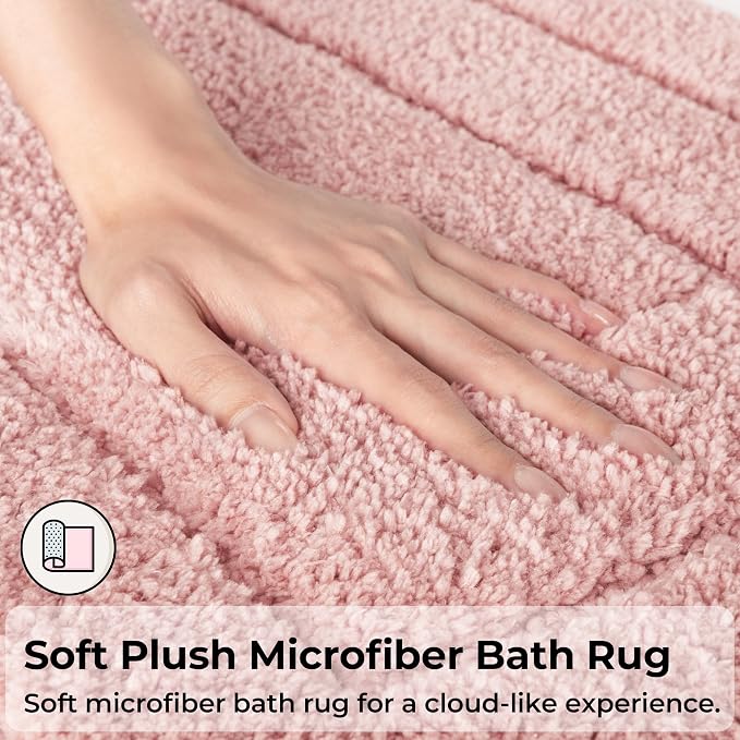 GRANNY SAYS Pink Bathroom Runner Rug 24" x 59", Soft Microfiber Bath Mat | Non-Slip long rug with TPR Backing, Absorbent, Machine Washable Extra Large Bath Rugs for Double Vanity, Shower, Tub