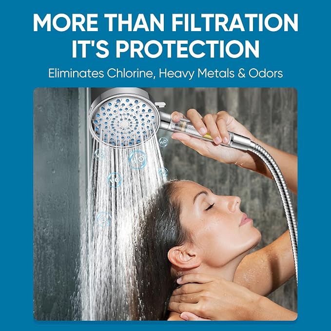 Cobbe Filtered Shower Head with Handheld, Water Softener for Hard Water | Upgraded High Pressure 7 Spray Mode Shower Head with Filters - Remove Chlorine - Reduces Dry Itchy Skin, Chrome
