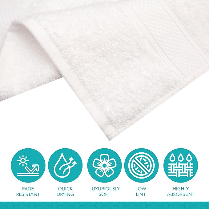 Pleasant Home Bath Towels Set of 6 (24” x 50”) 100% Cotton, White | 515 GSM | Lightweight, Soft & Highly Absorbent Luxury Towels for Bathroom | for Gym, Pool & Spa