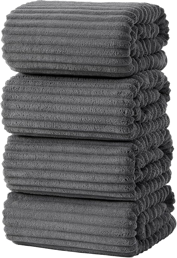 4 Piece Bath Towels, 30"x60" Microfiber Towels Set, Charcoal Gray | Large Bathroom Towels, Soft Touch, Highly Absorbent, Quick Dry, Lint Free, Long-Lasting, Family Use, Guest Bath & Daily Use