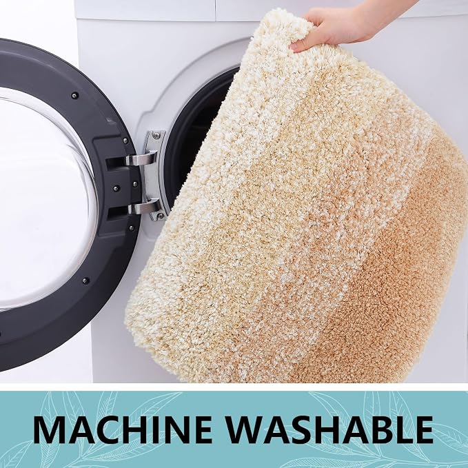 Arotive Microfiber Bathroom Rugs, Shaggy Soft Absorbent Bath Rug, 44x32 | Beige, Rubber Backing Thick Plush Machine Washable Dry Bath Mats for Bathroom, Tub and Shower, Rectangular