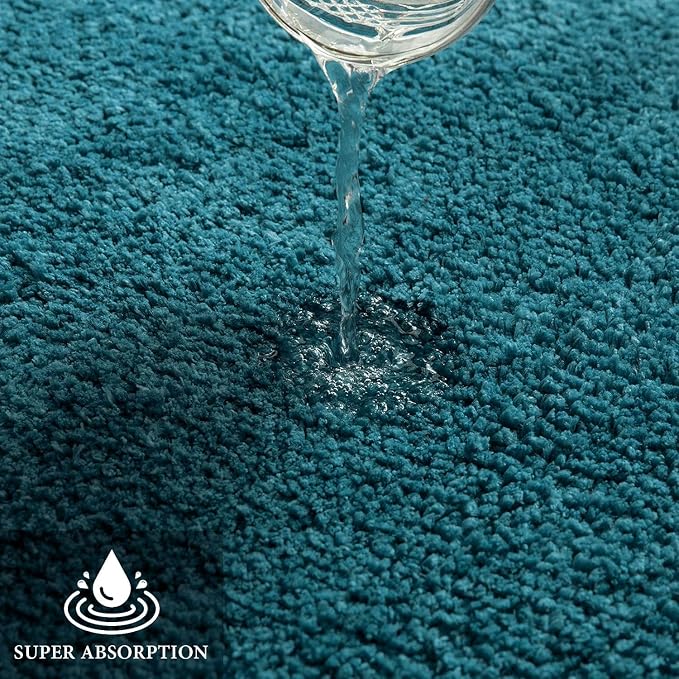 MIULEE Teal Bathroom Runner Rugs Soft Microfiber Bath Mat 24 * 70 Inch | Absorbent, Non Slip, Quick Dry, Fluffy Bath Rugs for Bathroom Floor Tub Showers, Machine Washable